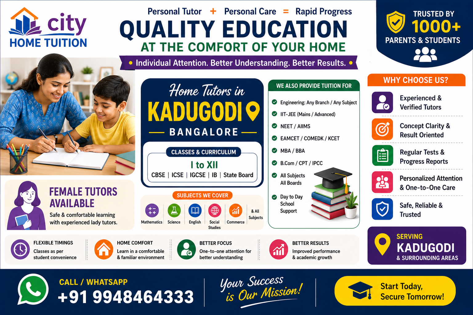 Home Tutors in Kadugodi Home Tutors in Kadugodi